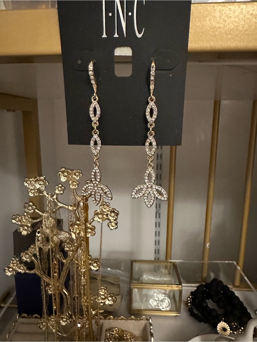 INC International Concepts Gold-Tone Crystal Dangle Earrings